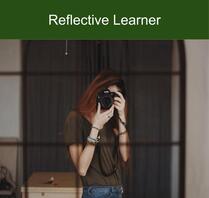 Image of woman holding a camera taking a picture of self in mirror Image for MTDS Reflective Learner Domain